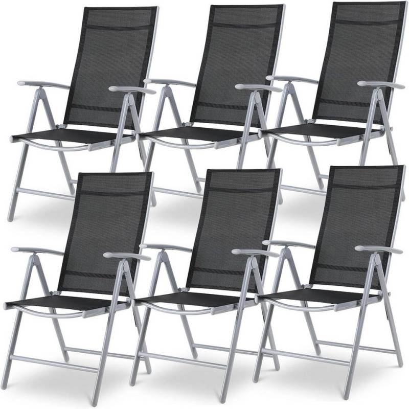 TLGREEN Gartenstuhl Hochlehner 6er Set, Aluminium Klappstuhl (mit 7-Fach Verstellbar Rückenlehne, Alu Balkonstuhl, Klappbar Campingstuhl, 6 St), Atmungsaktiv & Wetterfest von TLGREEN