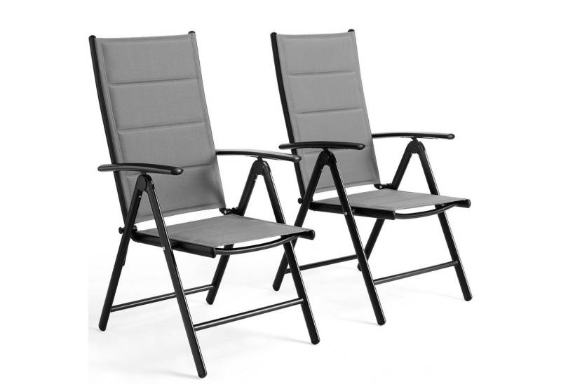 TLGREEN Gartenstuhl Hochlehner Klappbar,2er Set Aluminium Balkonstuhl, (mit Gesteppte Rückenlehne & Sitzfläche,7-Fach Verstellbar,Bis 120 kg, 2 St), utdoor Esszimmerstuhl, Armlehnen Klappstuhl von TLGREEN