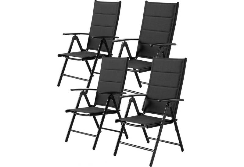 TLGREEN Gartenstuhl Hochlehner Klappbar,2er Set Aluminium Balkonstuhl, (mit Gesteppte Rückenlehne & Sitzfläche,7-Fach Verstellbar,Bis 120 kg, 4 St), utdoor Esszimmerstuhl, Armlehnen Klappstuhl von TLGREEN