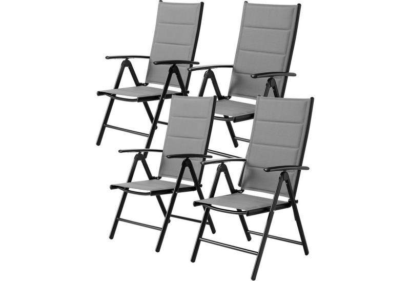 TLGREEN Gartenstuhl Hochlehner Klappbar,2er Set Aluminium Balkonstuhl, (mit Gesteppte Rückenlehne & Sitzfläche,7-Fach Verstellbar,Bis 120 kg, 4 St), utdoor Esszimmerstuhl, Armlehnen Klappstuhl von TLGREEN