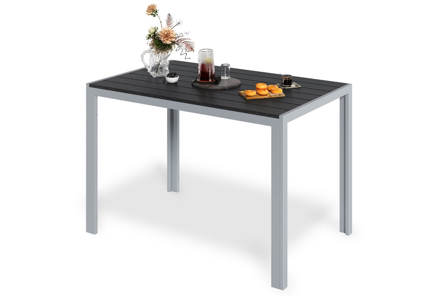 TLGREEN Gartentisch 110x70cm WPC Balkontisch,Rechteckiger Terrassentisch, Esstisch Outdoor (Hitze- und Wetterbeständig, rutschfest, Brettbreite 9cm) von TLGREEN