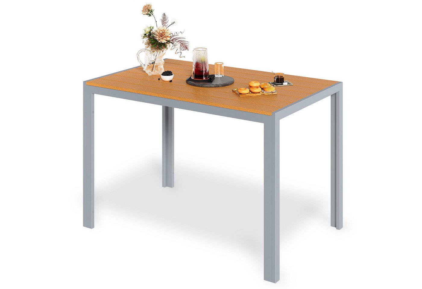 TLGREEN Gartentisch 110x70cm WPC Balkontisch,Rechteckiger Terrassentisch, Esstisch Outdoor (Hitze- und Wetterbeständig, rutschfest, Brettbreite 9cm) von TLGREEN