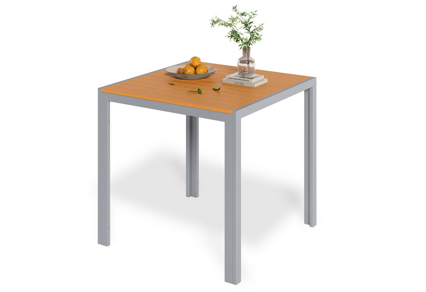 TLGREEN Gartentisch Aluminiumrahmen Quadratisch (75x75cm WPC Balkontisch Wetterfest, Quadratisch Terrassentisch, 1 Tisch), Esstisch Outdoor, Hitze- und Wetterbeständig, rutschfest-schwarz von TLGREEN