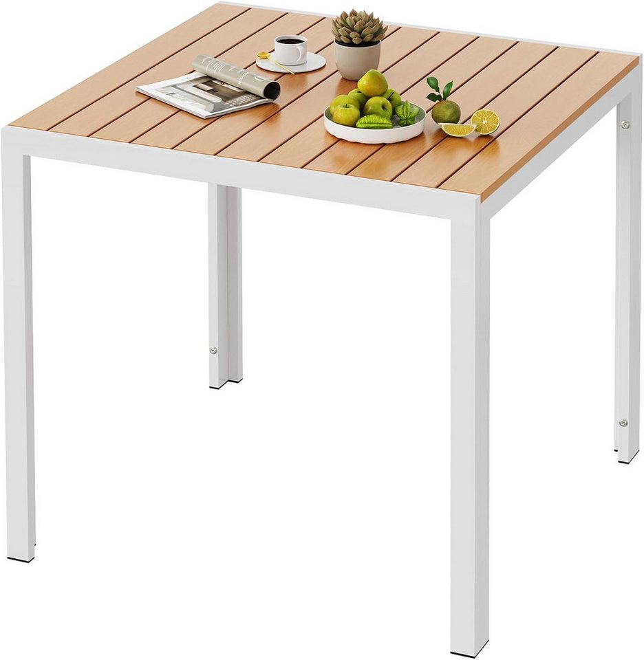 TLGREEN Gartentisch Wetterfest,Balkontisch Aluminium mit WPC Tischplatte, (Outdoor Esstisch für Balkon und Terrasse, Leichtgewicht), Stabiler Quadratisch Terrassentisch von TLGREEN