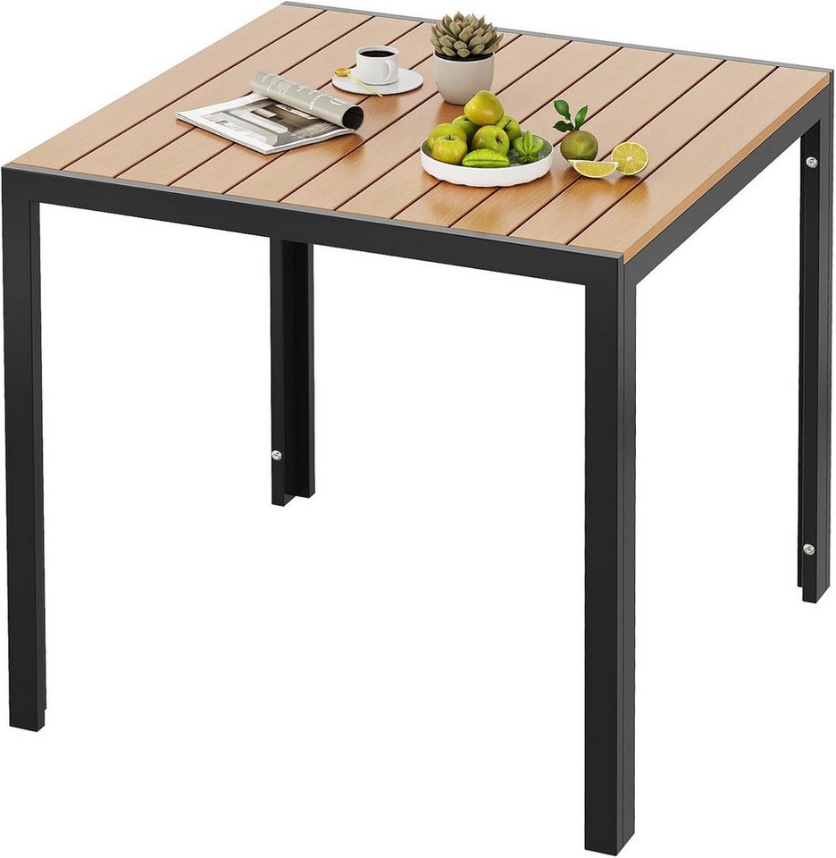 TLGREEN Gartentisch Wetterfest,Balkontisch Aluminium mit WPC Tischplatte, (Outdoor Esstisch für Balkon und Terrasse, Leichtgewicht), Stabiler Quadratisch Terrassentisch von TLGREEN