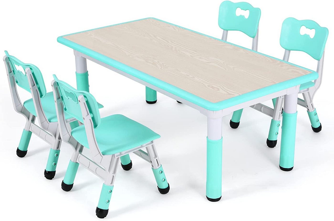 TLGREEN Kindersitzgruppe Kindertisch mit 4 Stühlen, Tisch Stuhl Set Höhenverstellbar von TLGREEN