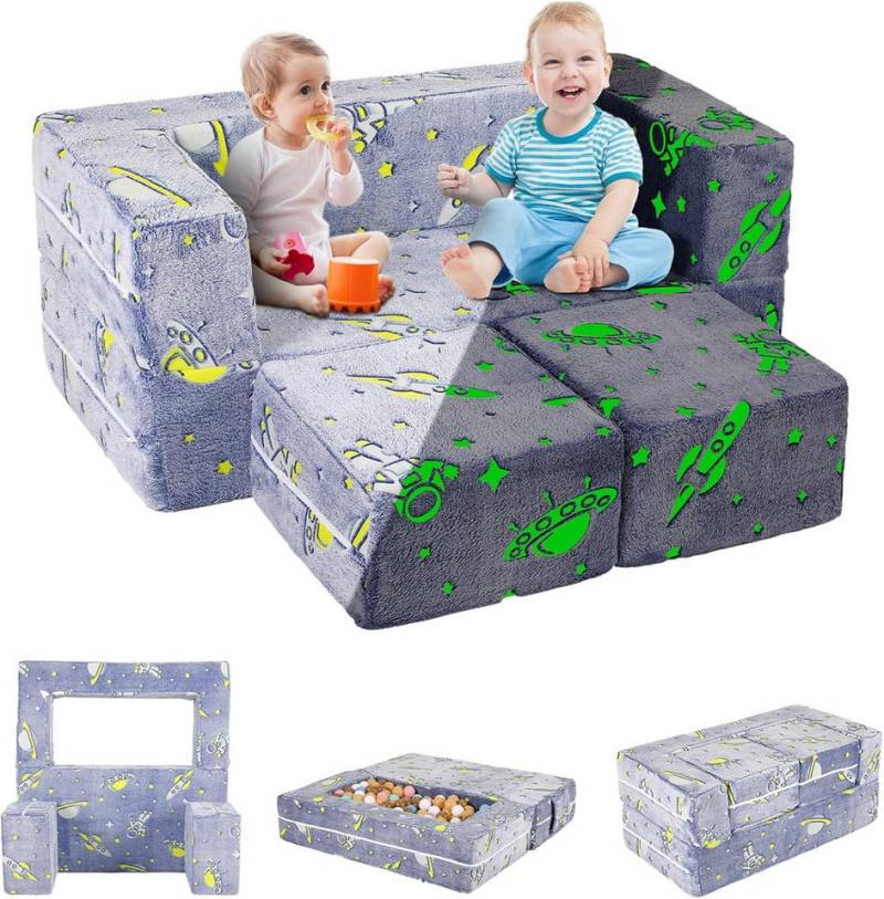 TLGREEN Kindersofa 2-in-1 Kindersitzgruppe mit Schlaffunktion, Modulare Mini Sofa für Spielzimmer von TLGREEN