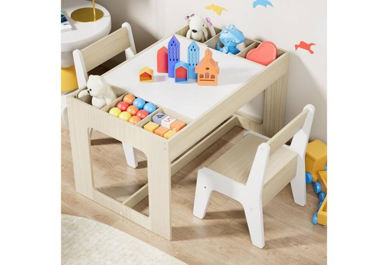 TLGREEN Kindertisch mit 2 Stühlen, Kindersitzgruppe (Kinder Tisch Stuhl Set mit wendbarer Tischplatte, 80 x 48 x 48 cm), Kinderschreibtisch für Schule, Kindertagesstätte, Kinderzimmer TLGREEN Kindertisch mit 2 Stühlen, Kindersitzgruppe (Kinder Tisch Stuhl Set mit wendbarer Tischplatte, 80 x 48 x 48 cm), Kinderschreibtisch für Schule, Kindertagesstätte, Kinderzimmer von TLGREEN