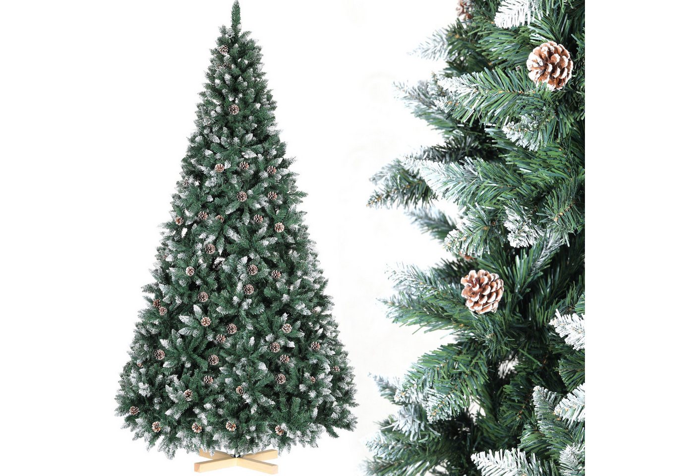 TLGREEN Künstlicher Weihnachtsbaum mit Schnee-Effekt,Holzständer, 150-270CM, Tannenbaum Künstlich,Weihnachtsbaum künstlich Tannenbaum von TLGREEN
