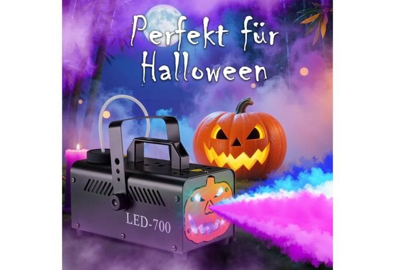 TLGREEN LED Discolicht 500W Nebelmaschine Kürbis Kopf, mit 13 Farben 9 LED Licht, RGB Effekt und Automatik-Sprühfunktion, Fog Rauchmaschine für Halloween, Weihnachten & DJ Party von TLGREEN