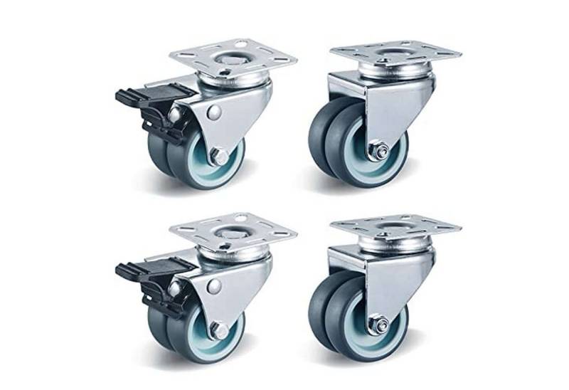 TLGREEN Lenkrolle Doppelrollen mit Bremse 50mm, (Transportrollen Möbelrollen mit bremse bis 400kg), Schwerlastrollen 360° von TLGREEN