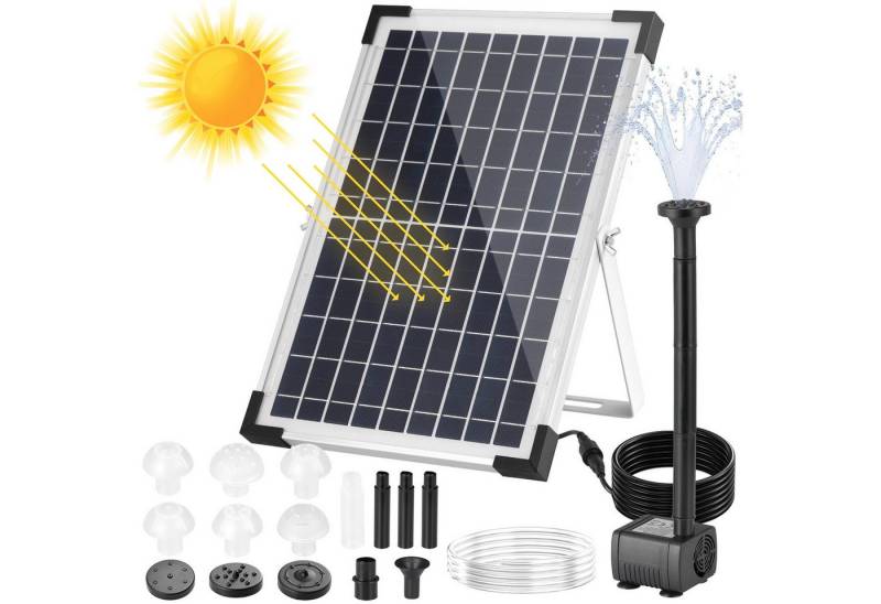 TLGREEN Solarpumpe Solar Teichpumpe 12W, 500L/h Solar Springbrunnen, (Solar Brunnenpumpen mit 1M Wasserleitung DIY, 9 Düsen, 3,25M Kabellänge, Solar Wasserpumpe), für Garten Teich Brunnen Wasserfall Pool von TLGREEN