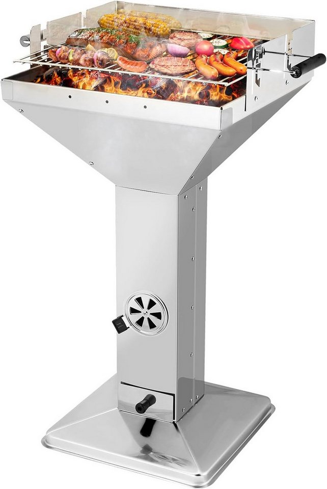 TLGREEN Standgrill Edelstahl, Holzkohle Trichtergrill, Portable Campinggrill, 3-fach höhenverstellbarem Grillrost, Ascheschublade und Lüftungsregler TLGREEN Standgrill Edelstahl, Holzkohle Trichtergrill, Portable Campinggrill, 3-fach höhenverstellbarem Grillrost, Ascheschublade und Lüftungsregler von TLGREEN
