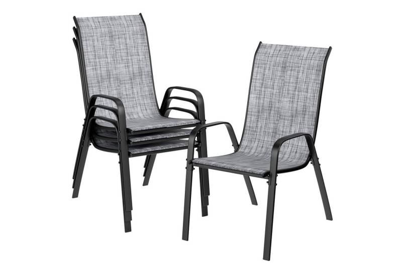 TLGREEN Stapelstuhl Gartenstühle Stapelstuhl,Camping Stapelbar Hochlehner, (Terrassenstuhl Textilene Stahlgestell für Gärten Innenhöfe Balkone Restaurants, 4 St), 150 kg Belastbar von TLGREEN