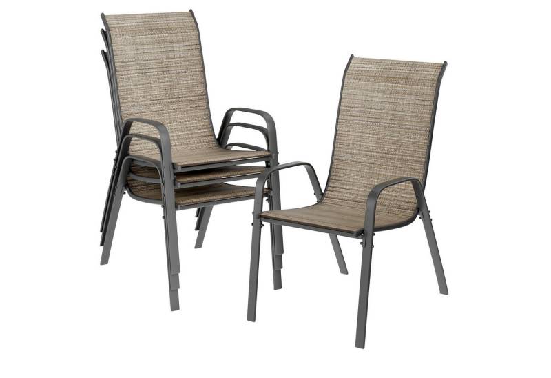 TLGREEN Stapelstuhl Gartenstühle Stapelstuhl,Camping Stapelbar Hochlehner, (Terrassenstuhl Textilene Stahlgestell für Gärten Innenhöfe Balkone Restaurants, 4 St), 150 kg Belastbar von TLGREEN