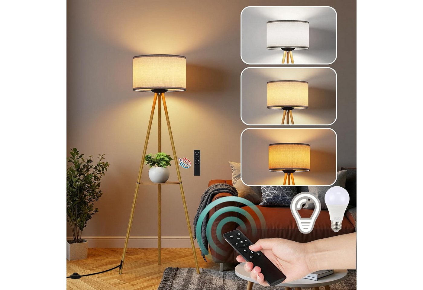 TLGREEN Stehlampe Dimmbar mit Fernbedienung & Ablage, 3 Farbtemperaturen, Timer & Memory Funktion, Stabiles Dreibein Design, Für Wohnzimmer, Schlafzimmer, Büro, E27 Fassung TLGREEN Stehlampe Dimmbar mit Fernbedienung & Ablage, 3 Farbtemperaturen, Timer & Memory Funktion, Stabiles Dreibein Design, Für Wohnzimmer, Schlafzimmer, Büro, E27 Fassung von TLGREEN