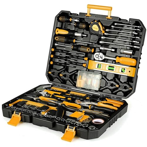 TLGREEN Werkzeugkoffer Gefüllt 198tlg Werkzeugkasten Haushalts Werkzeug Set mit Ratsche Steckschlüsselsatz Schraubenzieher Universal Werkzeug-Sets von TLGREEN