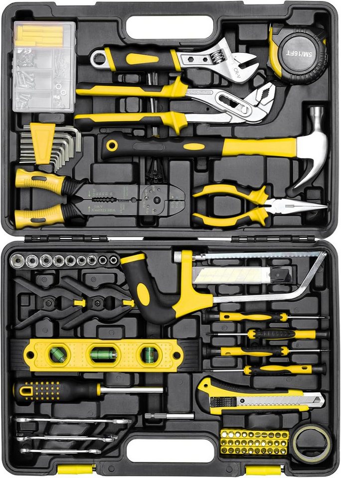 TLGREEN Werkzeugset 218-teiliger Werkzeugsatz,Premium-werkzeugkoffer, (inkl. Säge, Steckschlüsseln & verstellbaren Schlüsseln), für tägliche Reparaturen und Heimwerker von TLGREEN