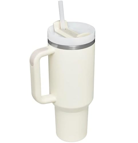 TLHWIN 1,2 L Thermosbecher mit Henkel und Strohhalm, vakuumisolierter Wasserbecher aus Edelstahl für heiße oder kalte Getränke, wiederverwendbare Wasserflasche für Zuhause, Fitnessstudio, Büro. von TLHWIN