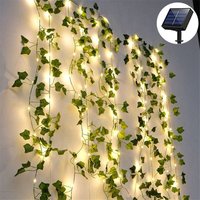 10 m lange Lichterkette mit 100 LEDs, grüne Efeublätter, 2er-Pack, solarbetrieben, für Garten, Terrasse, Hof, Party 10 m lange Lichterkette mit 100 LEDs, grüne Efeublätter, 2er-Pack, solarbetrieben, für Garten, Terrasse, Hof, Party von TLILY