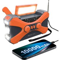 10000 MAh Notfall Radio, Solar Hand Kurbel Tragbares Radio mit Telefon LadegeräT, LED Taschenlampe Orange 10000 MAh Notfall Radio, Solar Hand Kurbel Tragbares Radio mit Telefon LadegeräT, LED Taschenlampe Orange von TLILY