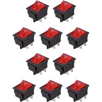 10X Rot Beleuchtet 4 Pin DPST ON / OFF-Snap in Wippschalter 16A 20A 250V AC von TLILY