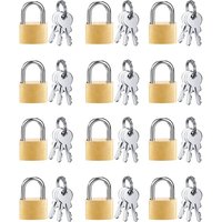 12Er-Pack Mini-VorhäNgeschloss Kleines VorhäNgeschloss Aus Massivem Messing mit 3 SchlüSseln für GepäCkschloss, Rucksack, Spindschloss im von TLILY
