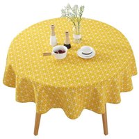 150CM Baumwolle und Leinen Runde Tischdecke Runde Gelb Tischdecke Matte Dekoration von TLILY
