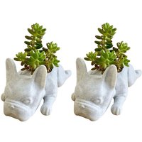 2 stücke Französische Bulldogge Form Harz Pflanzer Mini Welpen Pflanzen Pflanzer, Desktop Blumentopf Hund Bonsai 2 stücke Französische Bulldogge Form Harz Pflanzer Mini Welpen Pflanzen Pflanzer, Desktop Blumentopf Hund Bonsai von TLILY