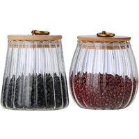 2 StüCk Bambus Deckel Metall Ring Ziehen Luftdichtes Glas Transparent Haushalt Mehrkorn Lagerung Vorratsglas Vorratsflasche von TLILY