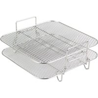 2-lagiges Air-Fryer-Rack, stapelbares Gitter, Grillen aus Edelstahl für 4,2–5,8 qt Küchenofen, Dampfgarer von TLILY
