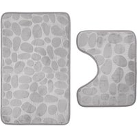 Tlily - 2-teiliges Badematten-Set, Badezimmermatte und U-förmiges Kontur-Toilettenvorleger-Set, saugfähiger Memory-Schaum, maschinenwaschbarer von TLILY