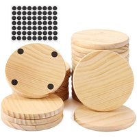 25Er-Pack Unlackierte Holzuntersetzer, 4 Leere Holzuntersetzer zum Basteln, Untersetzer mit Rutschfesten Silikonpunkten, Rund von TLILY