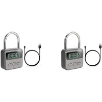 2X Smart Time Lock, LCD-Display, Elektronischer Timer-Schalter, Wiederaufladbarer USB-Timer, Vorhängeschloss, Elektronischer -Timer-Qing von TLILY