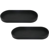 2er Set Badtablett Dekotablett Ablagetablett Silikon schwarz kleines Tablett für Waschbecken Badewanne oval 2er Set Badtablett Dekotablett Ablagetablett Silikon schwarz kleines Tablett für Waschbecken Badewanne oval von TLILY