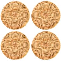 4 StüCk Rattan Untersetzer für Hot Dishes Isolierte Hot Pads, Langlebiger Topflappen für Tisch, BestäNdige Matten für die KüChe von TLILY