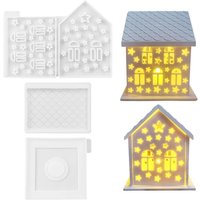Tlily - 4 teile/satz 3D Haus Silikon Formen für Harz Beton Stern Kerzenhalter Form Geformt Dekoration Ornamente von TLILY