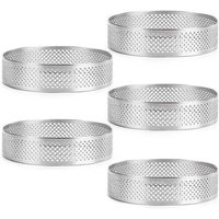 5 StüCk KreisföRmige Tortenringe mit LöChern Edelstahl Obstkuchen Quiches Kuchen Mousse Form KüChe Backform 7Cm von TLILY