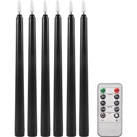 Tlily - 6 StüCk Flammenlose Schwarze Kegelkerzen Flackern mit 10-Tasten-Remote-Timer, Batteriebetriebene LED-Kerzenleuchter Fensterkerzen von TLILY