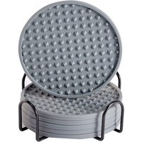 Tlily - 6 StüCke Silikon Untersetzer, GeträNke Untersetzer mit Halterung, Kaffee Geeignet für Bar, Schreibtisch, Rutschfest () von TLILY
