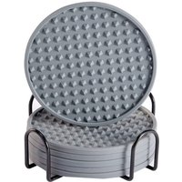 Tlily - 6 StüCke Silikon Untersetzer, GeträNke Untersetzer mit Halterung, Kaffee Geeignet für Bar, Schreibtisch, Rutschfest () von TLILY
