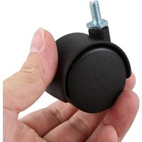 Tlily - 6 mm Gewindezapfe 40mm Doppel-Rad Drehbar Rolle Schwarz von TLILY