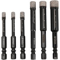 Tlily - 6-teiliges Set mit schwarzen Trockendiamantbohrern für Keramik, Marmor, Fliesen, Stein, Glas und harte Materialien, 5/6/8/10/12 mm Tlily - 6-teiliges Set mit schwarzen Trockendiamantbohrern für Keramik, Marmor, Fliesen, Stein, Glas und harte Materialien, 5/6/8/10/12 mm von TLILY