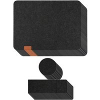7er Set waschbare Filz-Tischsets Tischsets Glas Messer Gabel Untersetzer Besteck Taschen Isolierung Pads schwarz von TLILY