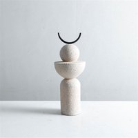 Abstrakte geometrische Sandsteinstatue, Kunstornamente, Eingang, Wohnzimmer, Fernsehschrank, Desktop, Heimdekoration, D von TLILY