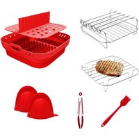 Air Fryer Silikon Form Korb Tablett Set Zubehör Rot von TLILY