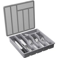 Besteck-Organizer mit Deckel, Abgedeckte Utensilienablage für Küchenschublade und Arbeitsplatte, Kunststoffbesteck Besteck von TLILY