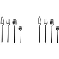 Besteck-Set, Edelstahl-Geschirr, Besteck-Set, Messergabel--Geschirr-Set Party-Set (Schwarz, 8 Stück) von TLILY