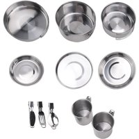 Camping-Kochgeschirr-Set, Camping-Topf Aus Edelstahl, Tragbares Outdoor-Geschirr-Set, Faltbares und Stapelbares Topf-Set Camping-Kochgeschirr-Set, Camping-Topf Aus Edelstahl, Tragbares Outdoor-Geschirr-Set, Faltbares und Stapelbares Topf-Set von TLILY