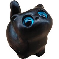 Charmante Kätzchenfigur aus Holz – handgefertigtes Katzendekor, Holzschnitzerei, niedlicher Cartoon, einfache Ornamente, Schwarz von TLILY